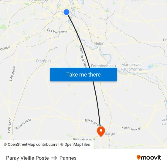 Paray-Vieille-Poste to Pannes map