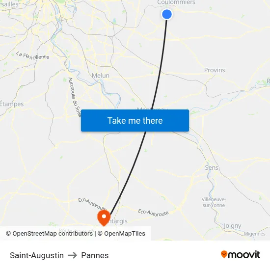 Saint-Augustin to Pannes map