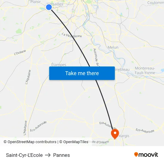 Saint-Cyr-L'Ecole to Pannes map