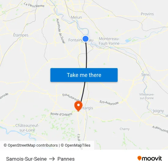 Samois-Sur-Seine to Pannes map