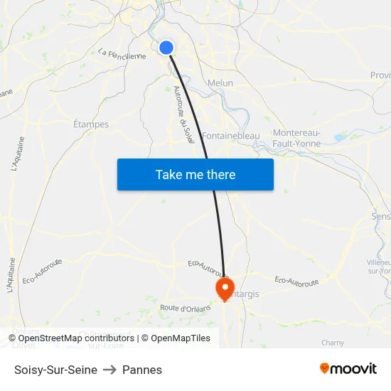 Soisy-Sur-Seine to Pannes map