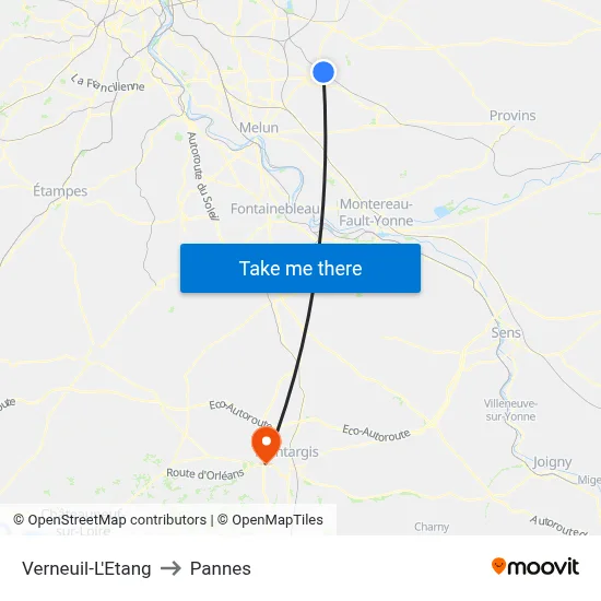Verneuil-L'Etang to Pannes map