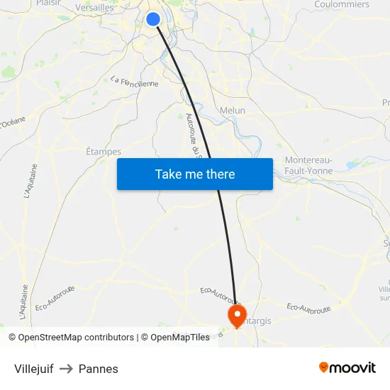 Villejuif to Pannes map