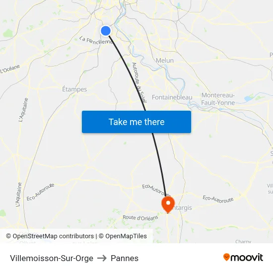Villemoisson-Sur-Orge to Pannes map