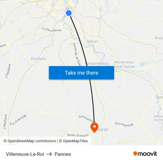 Villeneuve-Le-Roi to Pannes map