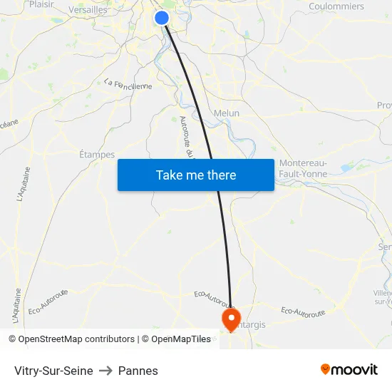 Vitry-Sur-Seine to Pannes map