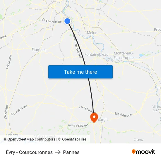 Évry - Courcouronnes to Pannes map