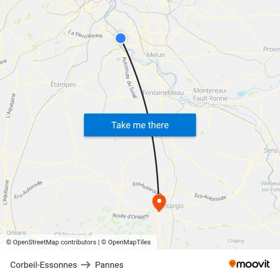 Corbeil-Essonnes to Pannes map