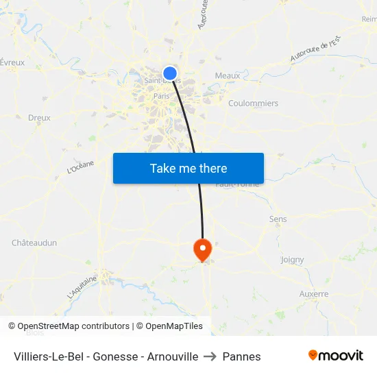Villiers-Le-Bel - Gonesse - Arnouville to Pannes map