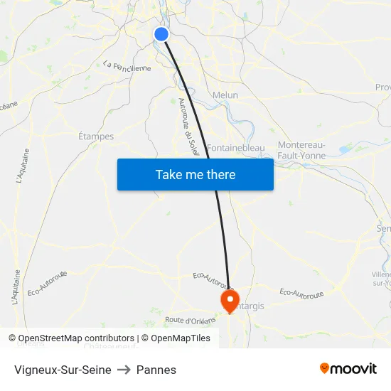 Vigneux-Sur-Seine to Pannes map