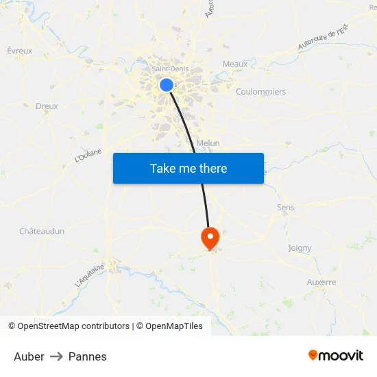 Auber to Pannes map