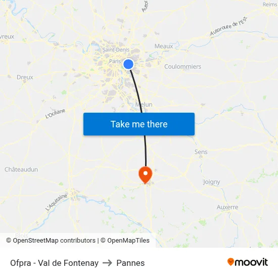 Ofpra - Val de Fontenay to Pannes map