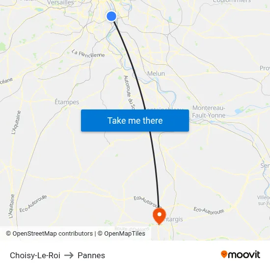 Choisy-Le-Roi to Pannes map