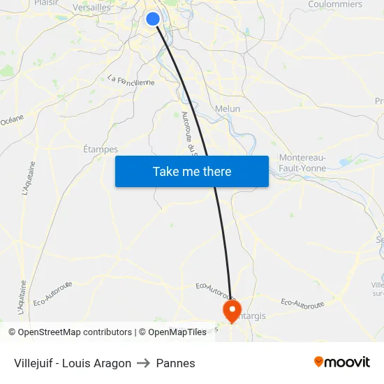 Villejuif - Louis Aragon to Pannes map