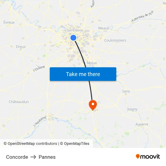 Concorde to Pannes map