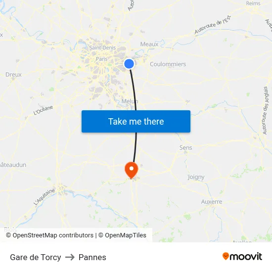 Gare de Torcy to Pannes map