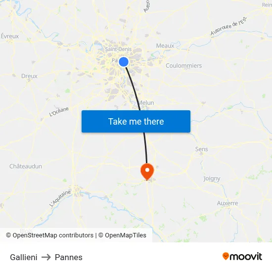 Gallieni to Pannes map