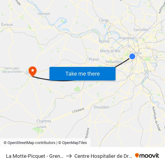 La Motte-Picquet - Grenelle to Centre Hospitalier de Dreux map