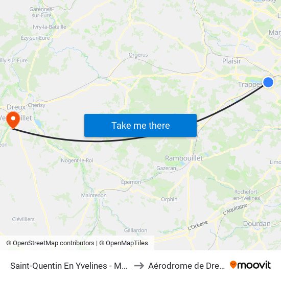 Saint-Quentin En Yvelines - Montigny-Le-Bretonneux to Aérodrome de Dreux - Vernouillet map