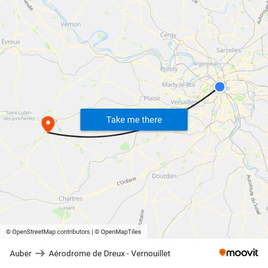 Auber to Aérodrome de Dreux - Vernouillet map