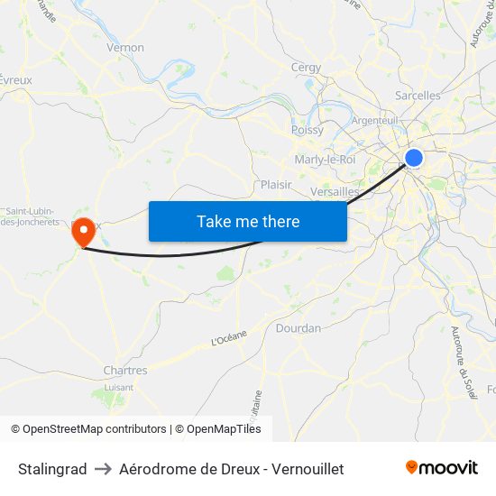 Stalingrad to Aérodrome de Dreux - Vernouillet map