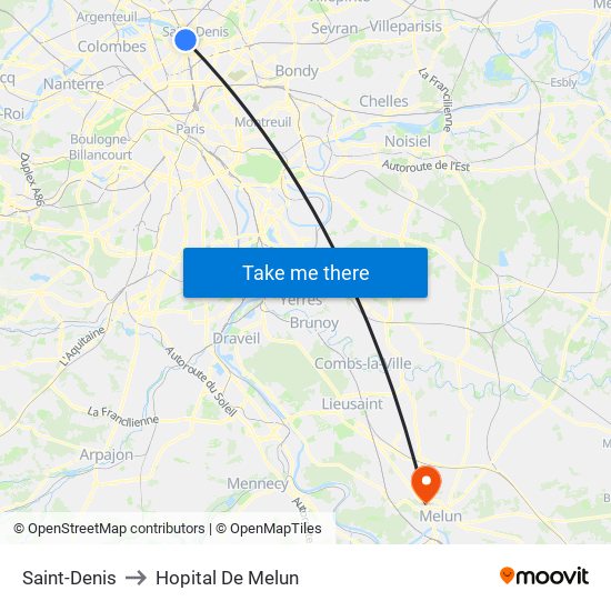 Saint-Denis to Hopital De Melun map
