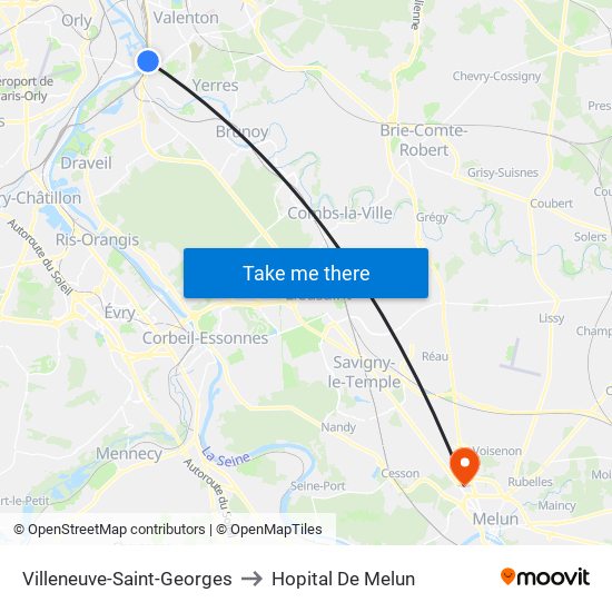 Villeneuve-Saint-Georges to Hopital De Melun map