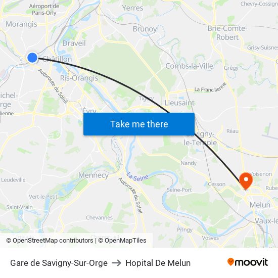 Gare de Savigny-Sur-Orge to Hopital De Melun map