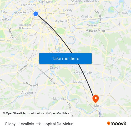 Clichy - Levallois to Hopital De Melun map