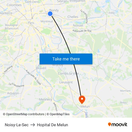 Noisy-Le-Sec to Hopital De Melun map