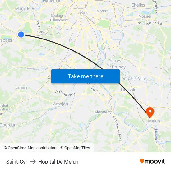Saint-Cyr to Hopital De Melun map