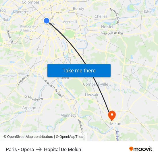 Paris - Opéra to Hopital De Melun map
