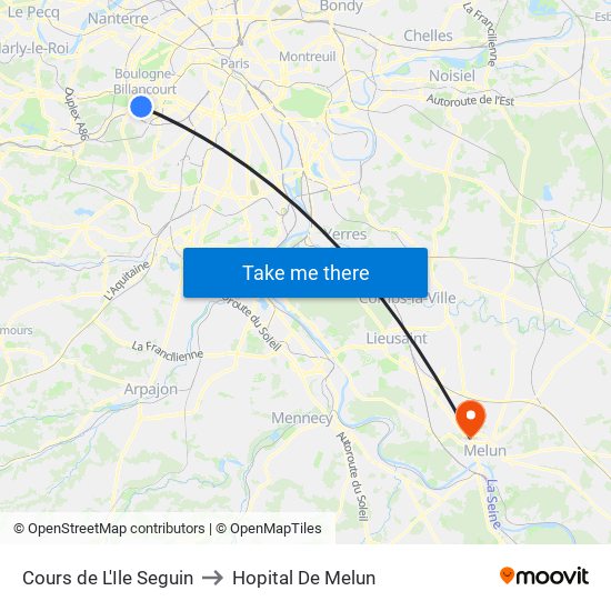 Cours de L'Ile Seguin to Hopital De Melun map