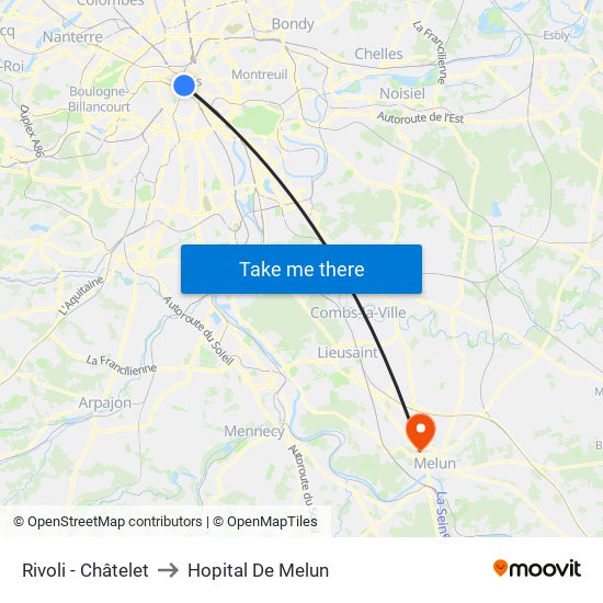 Rivoli - Châtelet to Hopital De Melun map