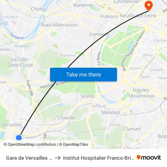 Gare de Versailles - Chantiers to Institut Hospitalier Franco-Britannique (IHFB) map