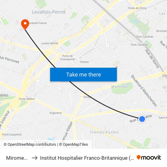 Miromesnil to Institut Hospitalier Franco-Britannique (IHFB) map