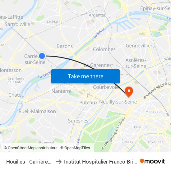 Houilles - Carrières-Sur-Seine to Institut Hospitalier Franco-Britannique (IHFB) map