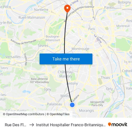 Rue Des Fleurs to Institut Hospitalier Franco-Britannique (IHFB) map
