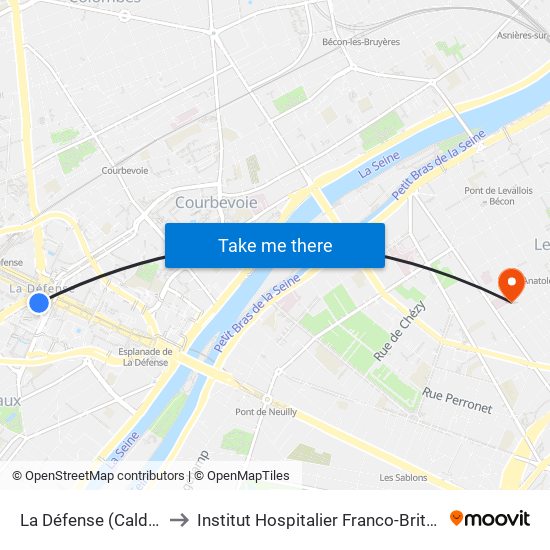 La Défense (Calder - Miro) to Institut Hospitalier Franco-Britannique (IHFB) map