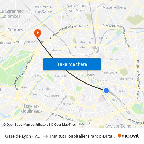 Gare de Lyon - Van Gogh to Institut Hospitalier Franco-Britannique (IHFB) map