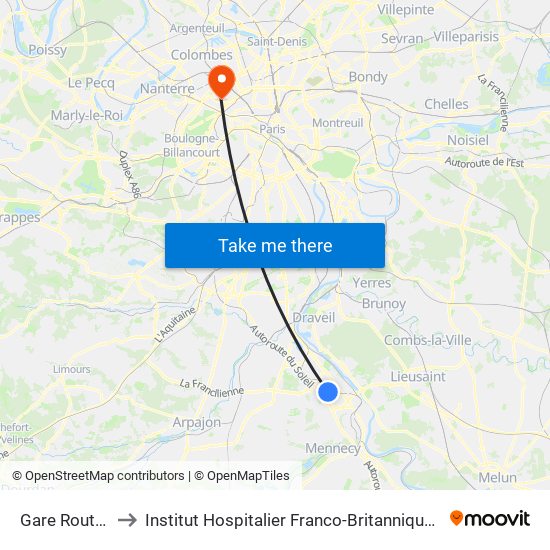 Gare Routière to Institut Hospitalier Franco-Britannique (IHFB) map