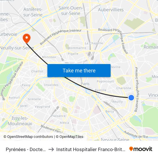 Pyrénées - Docteur Netter to Institut Hospitalier Franco-Britannique (IHFB) map