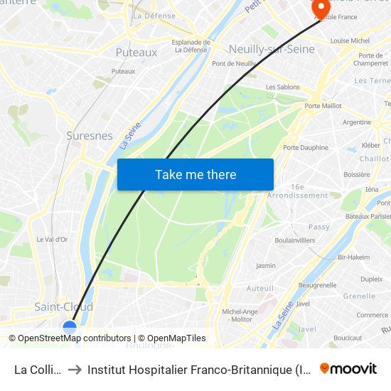 La Colline to Institut Hospitalier Franco-Britannique (IHFB) map