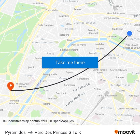 Pyramides to Parc Des Princes G To K map