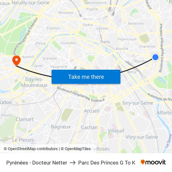 Pyrénées - Docteur Netter to Parc Des Princes G To K map