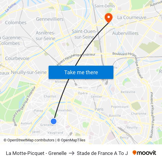 La Motte-Picquet - Grenelle to Stade de France A To J map