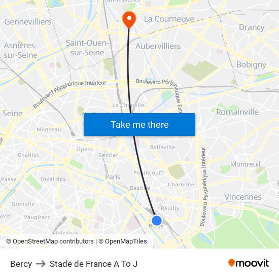 Bercy to Stade de France A To J map