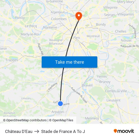 Château D'Eau to Stade de France A To J map