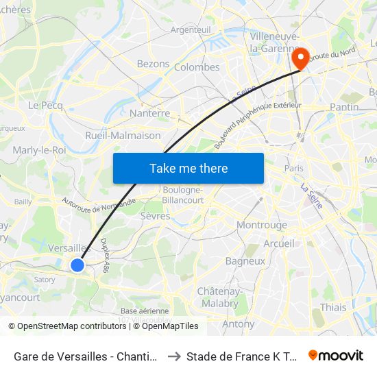 Gare de Versailles - Chantiers to Stade de France K To Z map