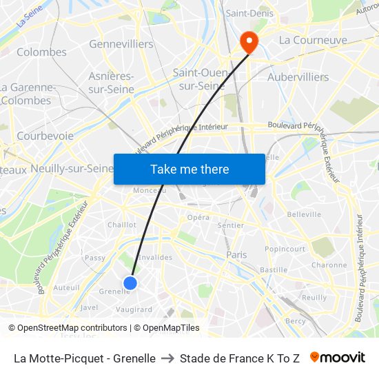 La Motte-Picquet - Grenelle to Stade de France K To Z map